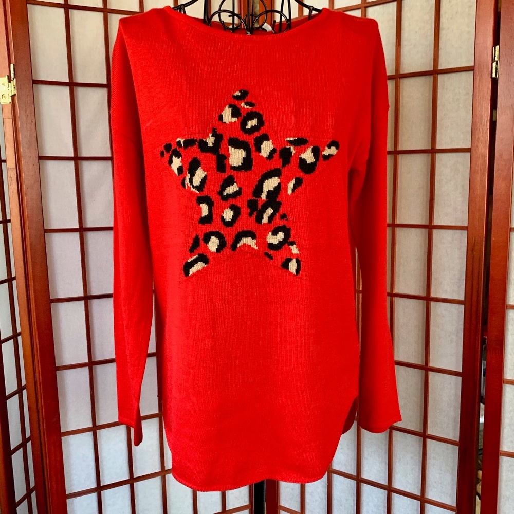 Machaschoni Cashmere Blend Animal Print Star NWT - Picture 1 of 5